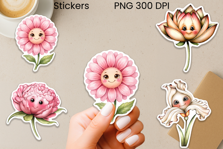 Groovy flower stickers printable | Whimsical flower stickers