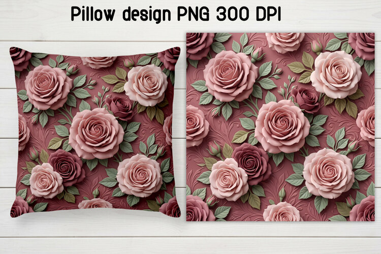 Rose flower pillow PNG design | Flower digital paper example image 1