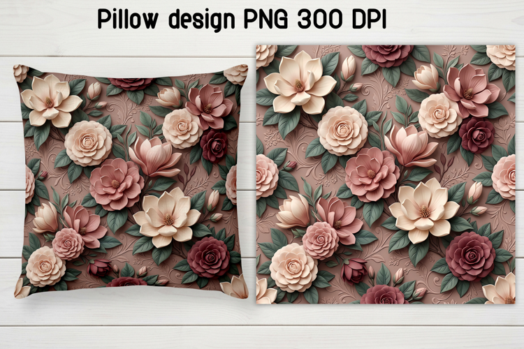 Vintage Floral Pillow Sublimation PNG | Flower digital paper