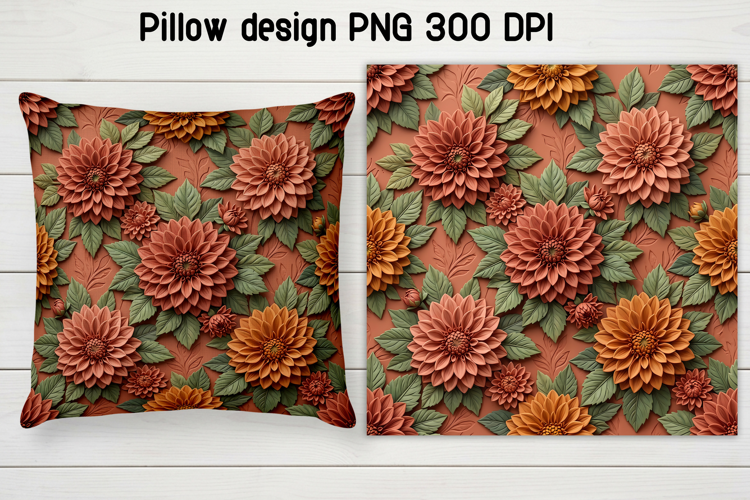 Autumn Floral Pillow Sublimation PNG | Flower digital paper