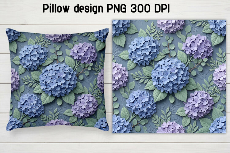 Hydrangea Floral Pillow Sublimation | Flower digital paper example image 1