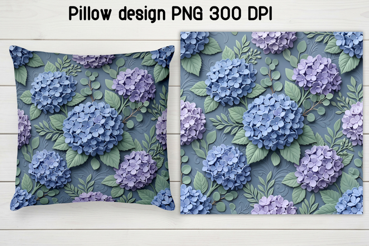 Hydrangea Floral Pillow Sublimation | Flower digital paper