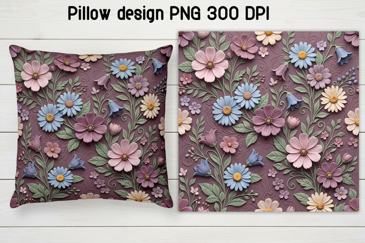 Wildflower Floral Pillow Sublimation | Flower digital paper