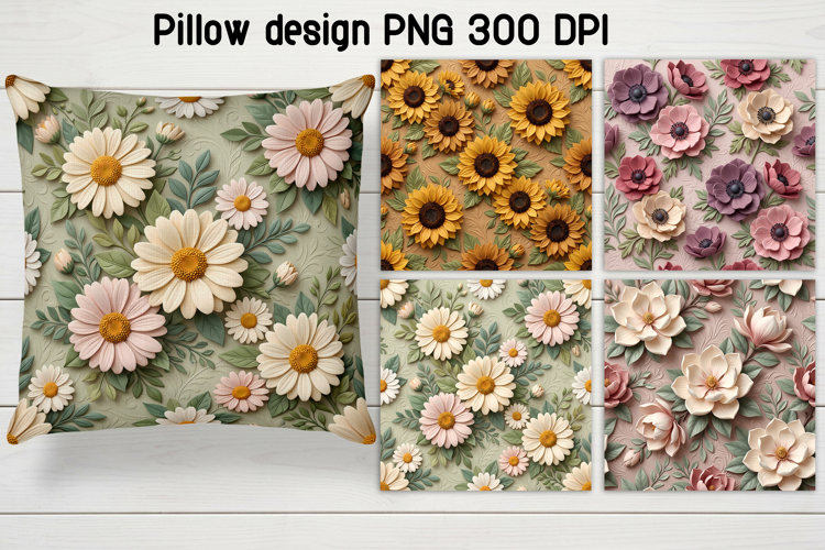 Floral Pillow Sublimation PNG | Flower digital paper