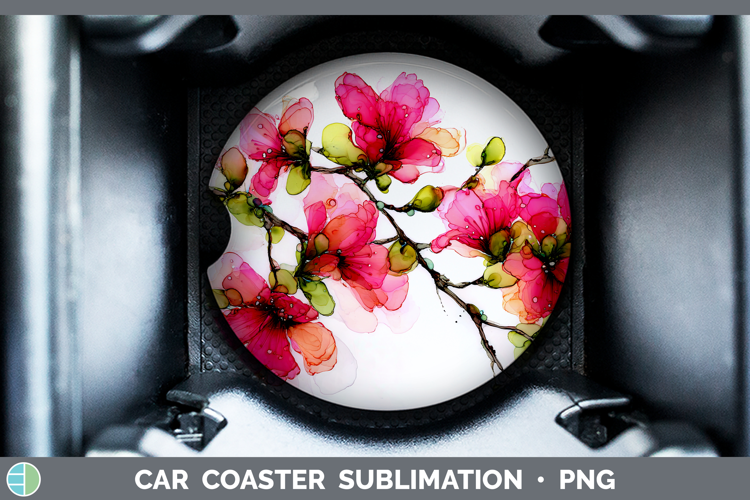Azalea Flowers 01 Alcohol Ink Car Coaster Sublimation Design