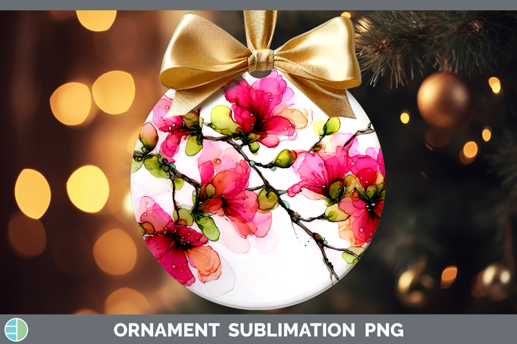 Azalea Flowers 01 Alcohol Ink Ornament Sublimation Design