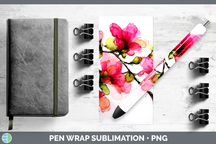 Azalea Flowers 01 Alcohol Ink Pen Wrap Sublimation Design
