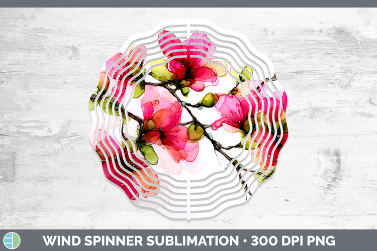 Azalea Flowers 01 Alcohol Ink Wind Spinner Sublimation Desig