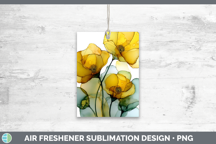 Buttercup Flowers 01 Alcohol Ink Air Freshener Sublimation D