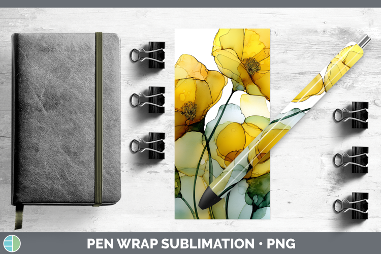 Buttercup Flowers 01 Alcohol Ink Pen Wrap Sublimation Design