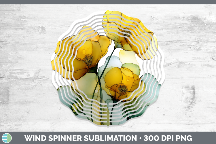 Buttercup Flowers 01 Alcohol Ink Wind Spinner Sublimation De