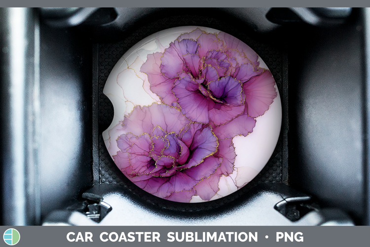 Carnation Flowers 01 Alcohol Ink Car Coaster Sublimation Des