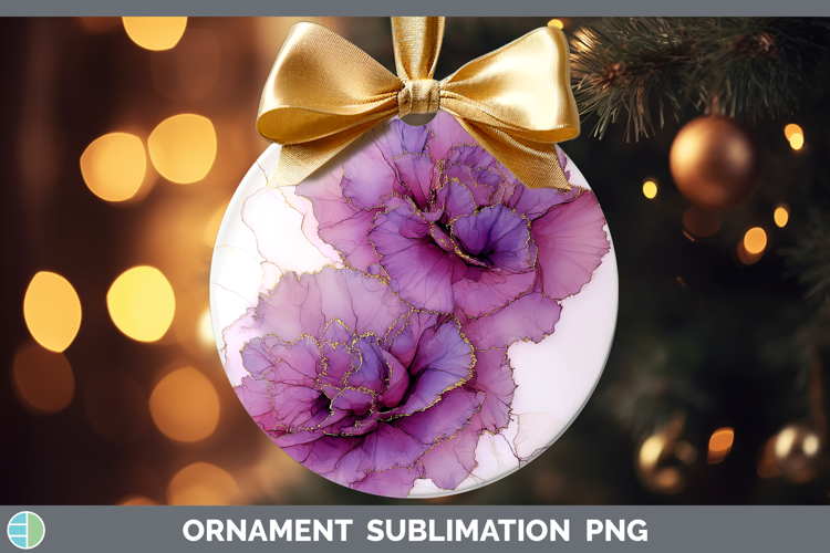 Carnation Flowers 01 Alcohol Ink Ornament Sublimation Design