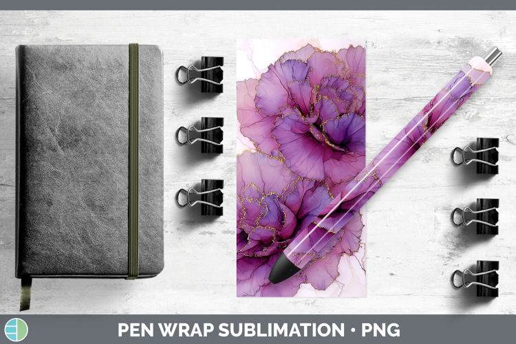 Carnation Flowers 01 Alcohol Ink Pen Wrap Sublimation Design