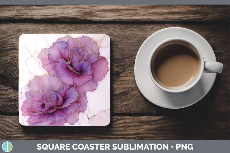 Carnation Flowers 01 Alcohol Ink Square Coaster Sublimation