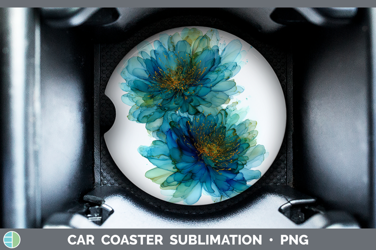 Chrysanthemum Flowers 01 Alcohol Ink Car Coaster Sublimation