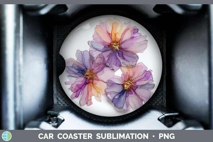 Dahlia Flowers 01 Alcohol Ink Car Coaster Sublimation Design