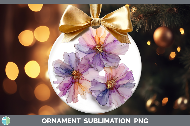 Dahlia Flowers 01 Alcohol Ink Ornament Sublimation Design