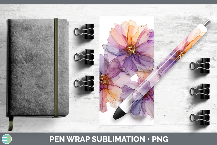 Dahlia Flowers 01 Alcohol Ink Pen Wrap Sublimation Design