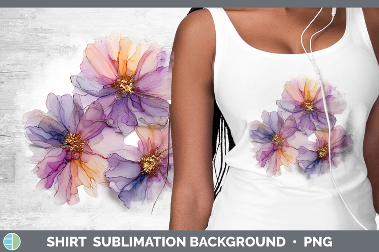 Dahlia Flowers 01 Alcohol Ink Shirt Sublimation Design