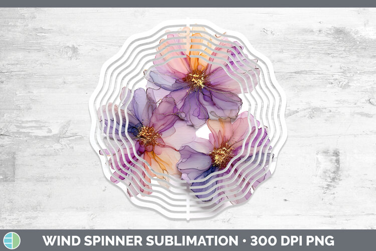 GorgeousFlowers 01 Alcohol Ink Wind Spinner design.