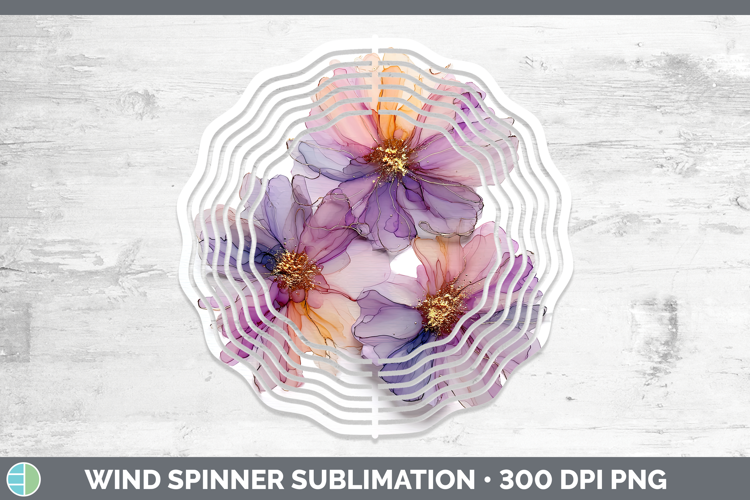 Dahlia Flowers 01 Alcohol Ink Wind Spinner Sublimation Desig