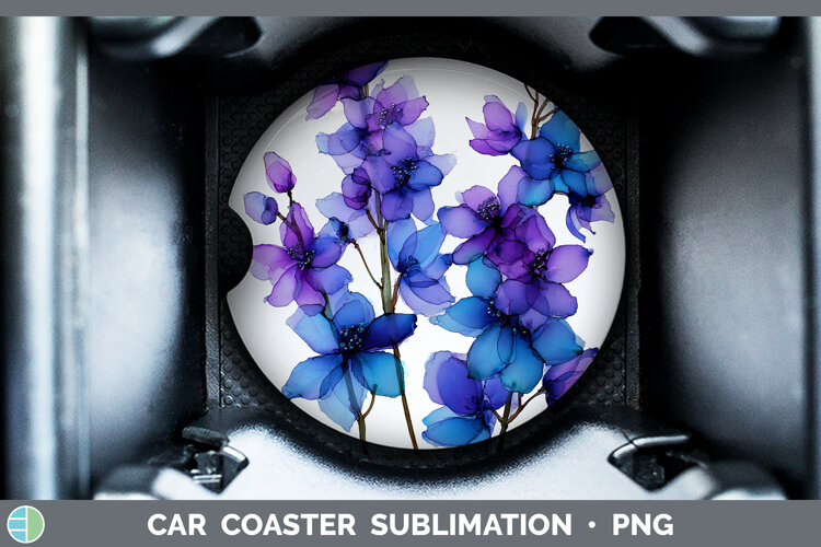 GorgeousFlowers 01 Alcohol Ink Car Coaster design.