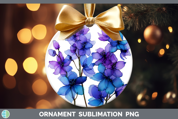 Delphinium Flowers 01 Alcohol Ink Ornament Sublimation Desig