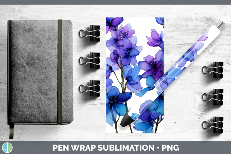 Delphinium Flowers 01 Alcohol Ink Pen Wrap Sublimation Desig