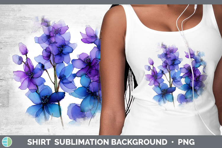 Delphinium Flowers 01 Alcohol Ink Shirt Sublimation Design
