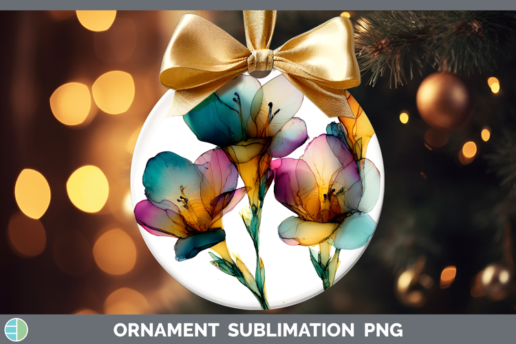 Freesia Flowers 01 Alcohol Ink Ornament Sublimation Design