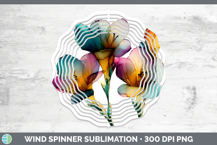 Freesia Flowers 01 Alcohol Ink Wind Spinner Sublimation Desi