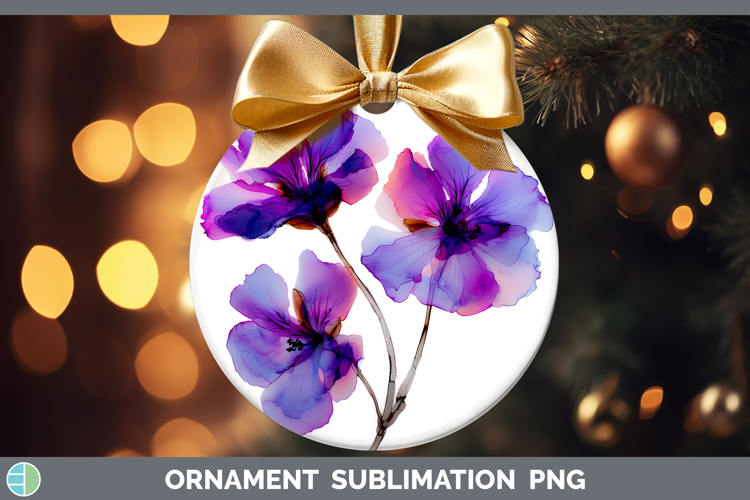Geranium Flowers 01 Alcohol Ink Ornament Sublimation Design