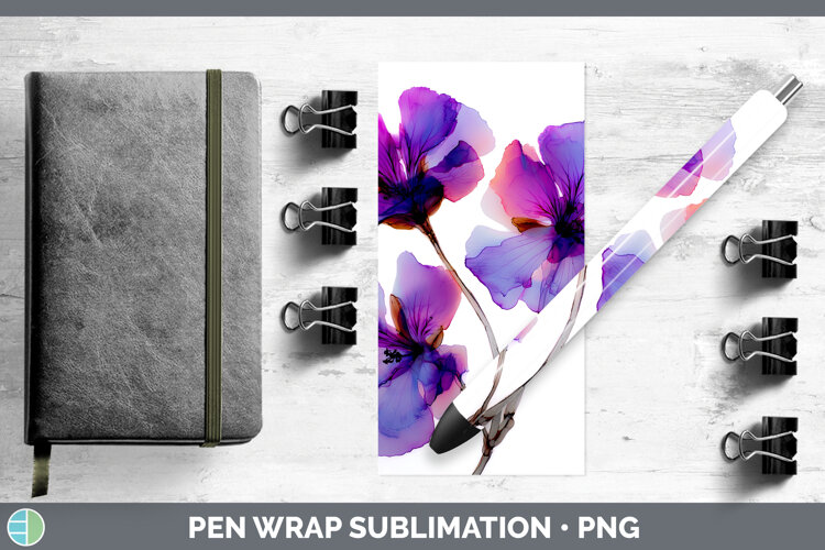 GorgeousFlowers 01 Alcohol Ink Pen Wrap design.