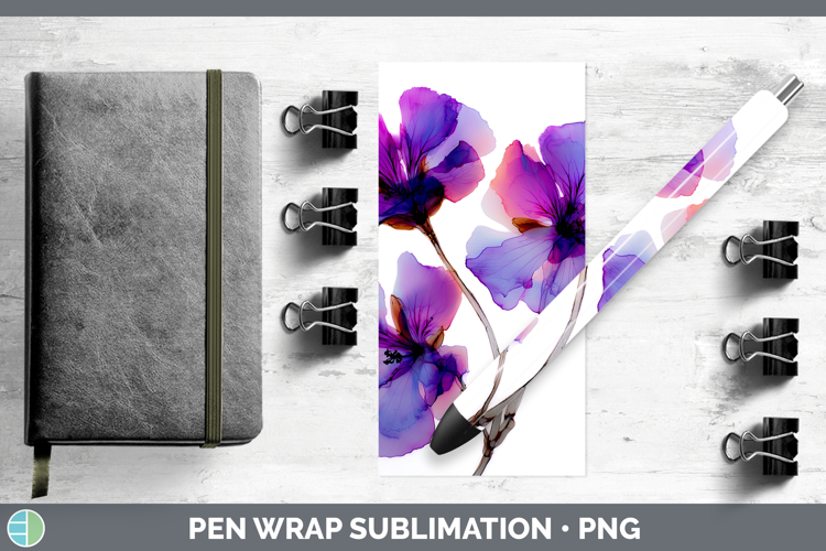 Geranium Flowers 01 Alcohol Ink Pen Wrap Sublimation Design