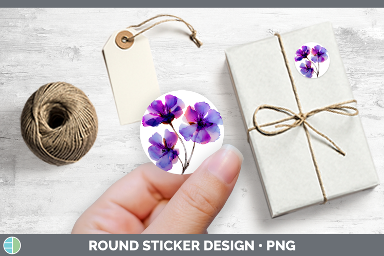 Geranium Flowers 01 Alcohol Ink Stickers Design