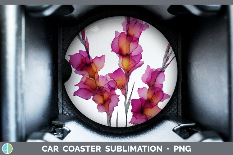 GorgeousFlowers 01 Alcohol Ink Car Coaster design.