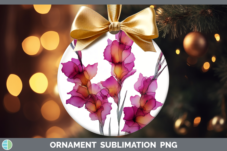 Gladiolus Flowers 01 Alcohol Ink Ornament Sublimation Design