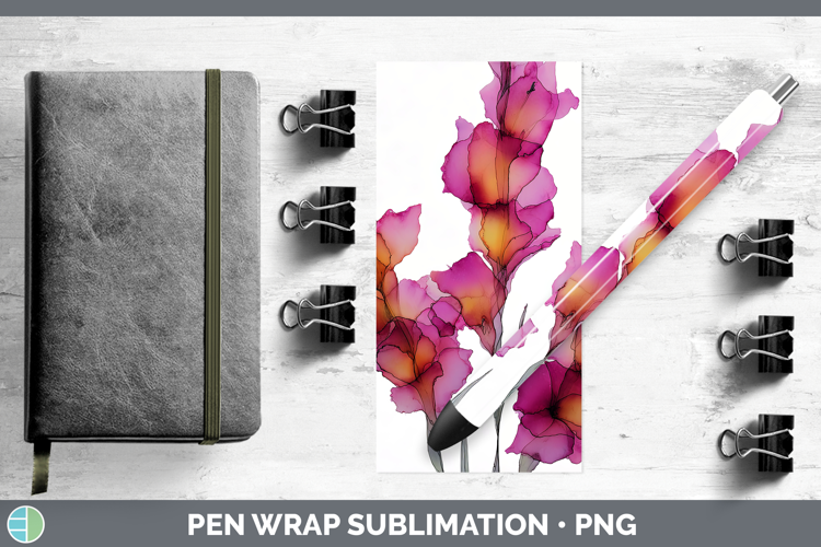 Gladiolus Flowers 01 Alcohol Ink Pen Wrap Sublimation Design