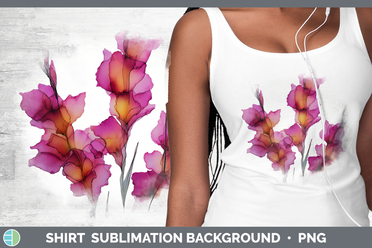 Gladiolus Flowers 01 Alcohol Ink Shirt Sublimation Design