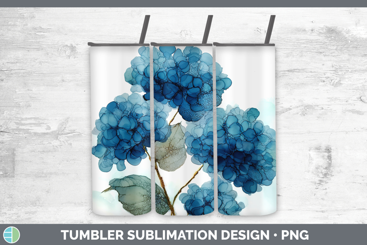 Hydrangea Flowers 01 Alcohol Ink Tumbler Sublimation Design