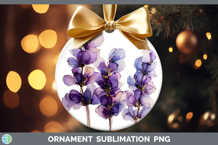 Lavender Flowers 01 Alcohol Ink Ornament Sublimation Design