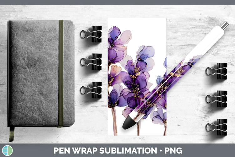 Lavender Flowers 01 Alcohol Ink Pen Wrap Sublimation Design