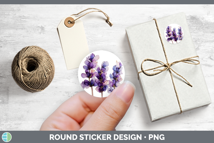 Lavender Flowers 01 Alcohol Ink Stickers Design