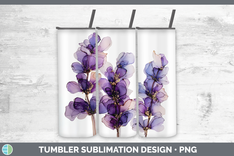 Lavender Flowers 01 Alcohol Ink Tumbler Sublimation Design
