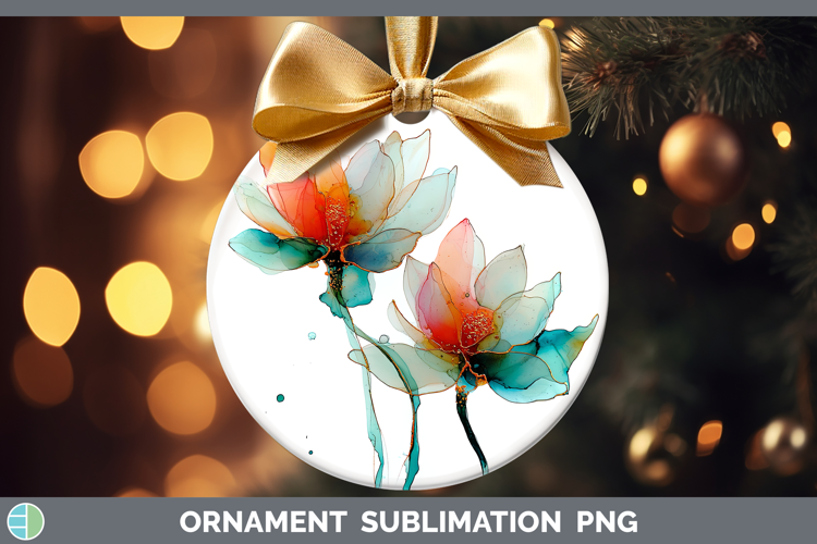 Lotus Flowers 01 Alcohol Ink Ornament Sublimation Design