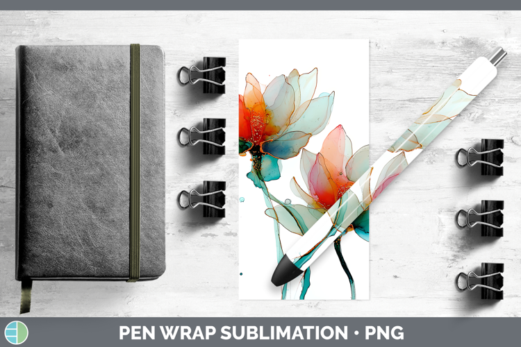 Lotus Flowers 01 Alcohol Ink Pen Wrap Sublimation Design