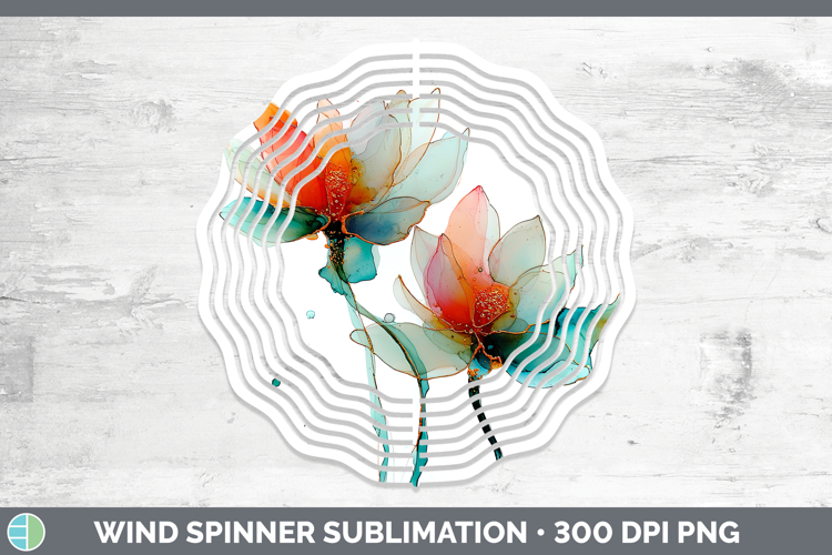 Lotus Flowers 01 Alcohol Ink Wind Spinner Sublimation Design