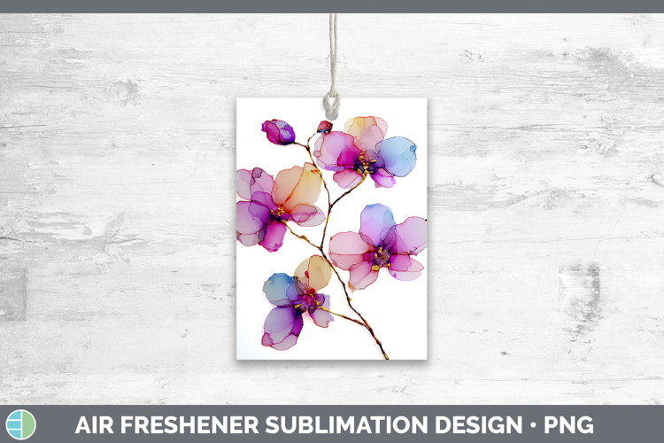 Orchid Flowers 01 Alcohol Ink Air Freshener Sublimation Desi
