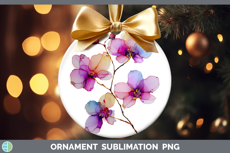 Orchid Flowers 01 Alcohol Ink Ornament Sublimation Design